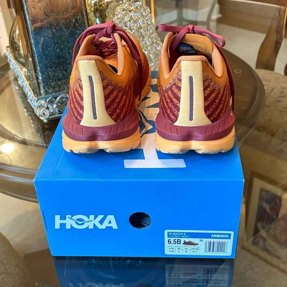 Hoka Women's Athletic Shoes in Orange and Maroon - Picture 3 of 4